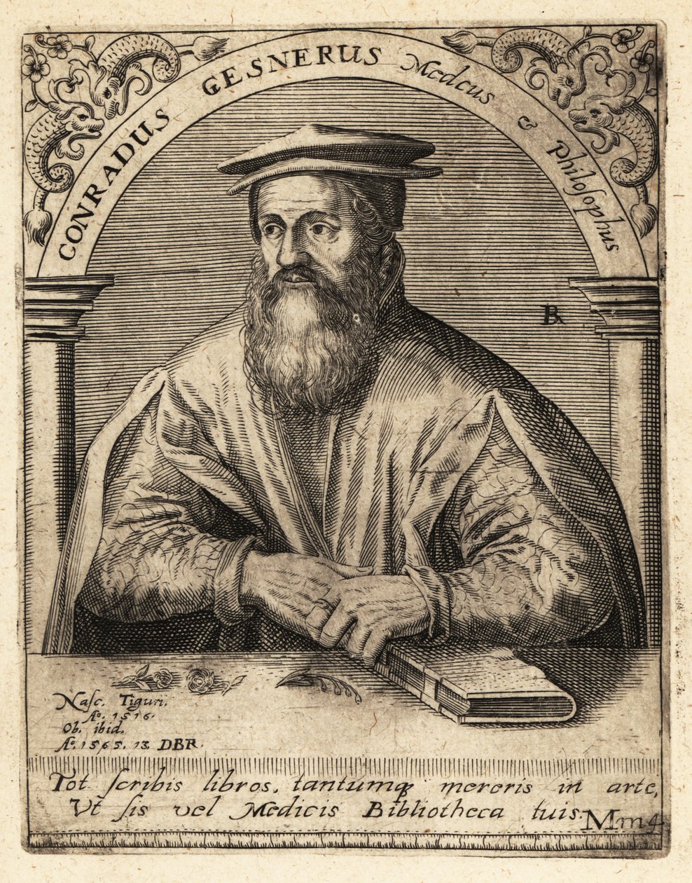 Conrad Gessner, schweizisk læge af Theodore de Bry