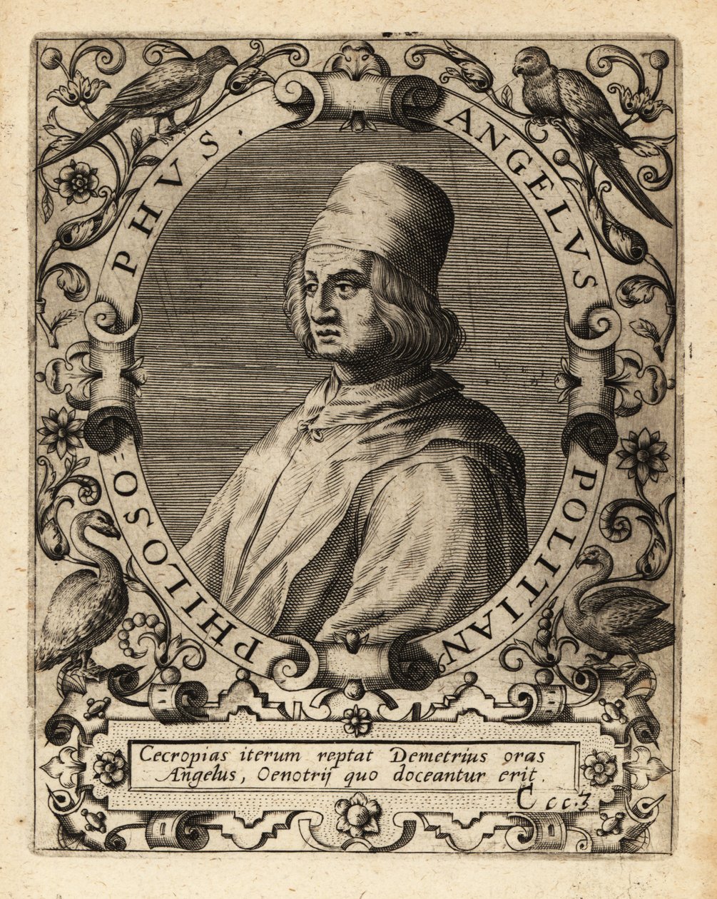 Poliziano, italiensk klassisk lærd. af Theodore de Bry