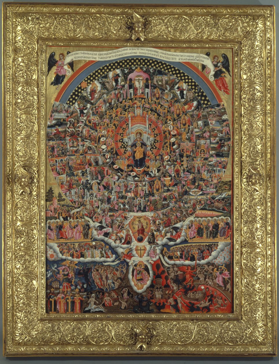 The Hymn of the Virgin (ægtempera og bladguld på panel) (for detaljer se 258110) af Theodoros Pulakis