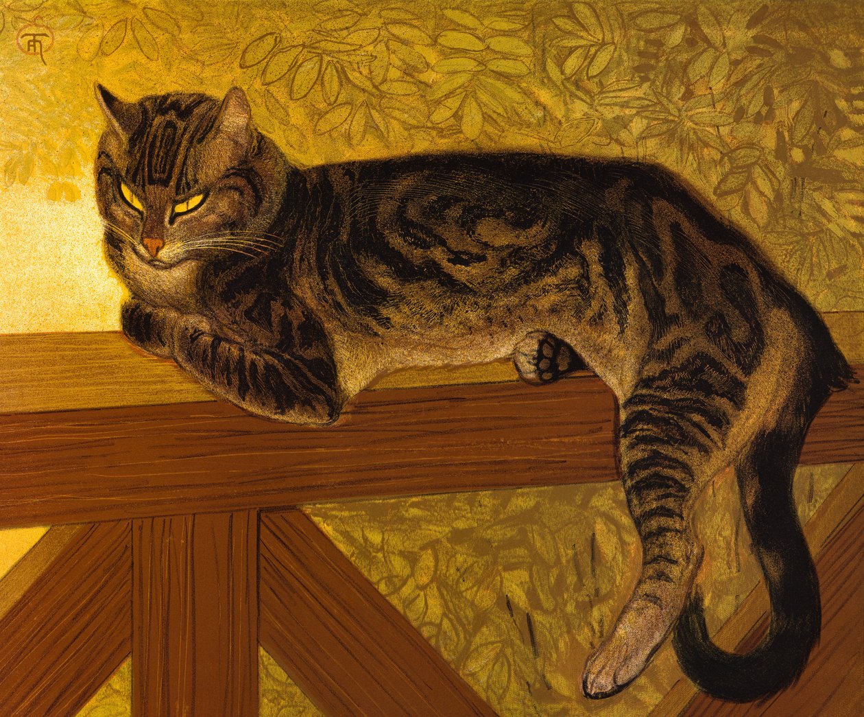 Sommer, kat på en balustrade, 1909 af Théophile Alexandre Steinlen