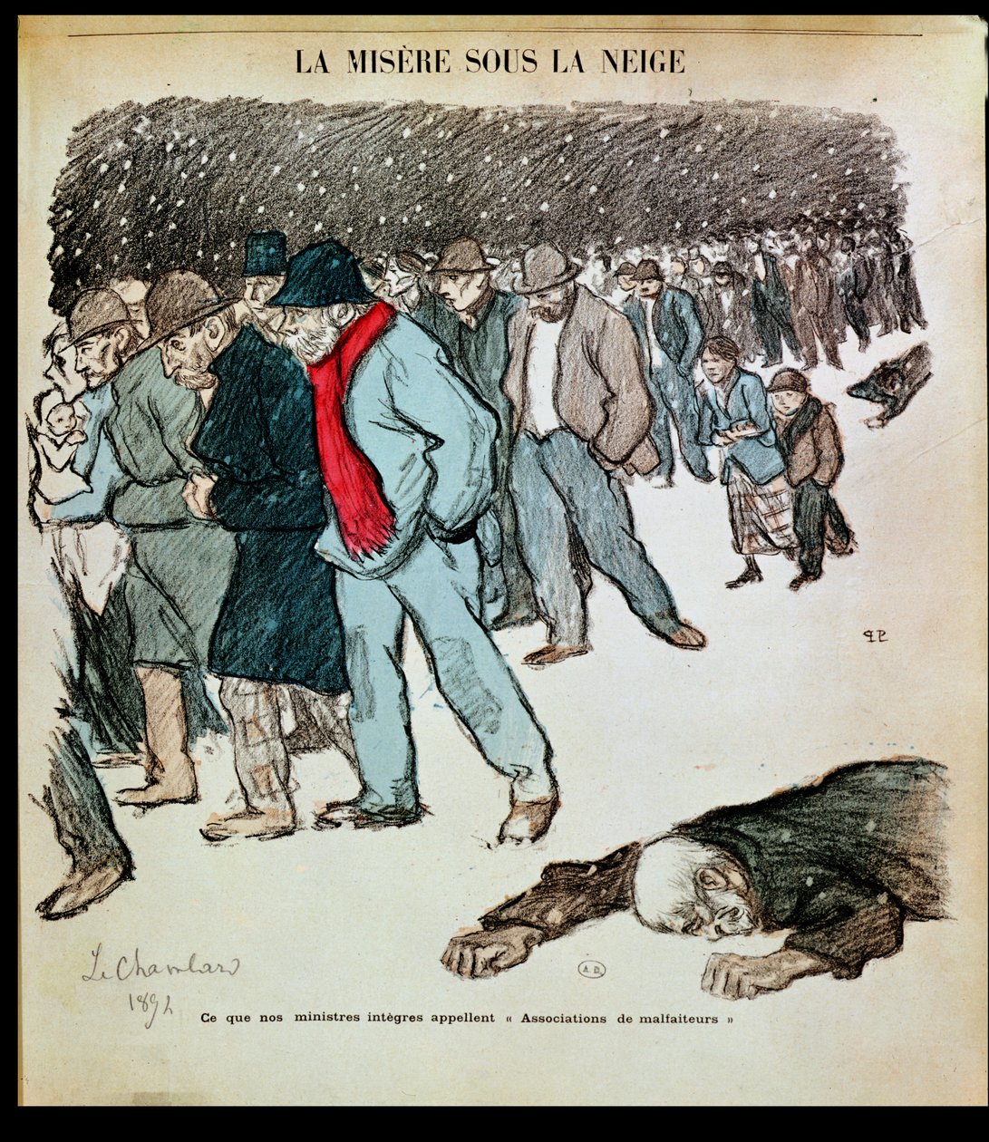 Arbejdernes og de arbejdsløses elendighed i sneen, illustration fra 