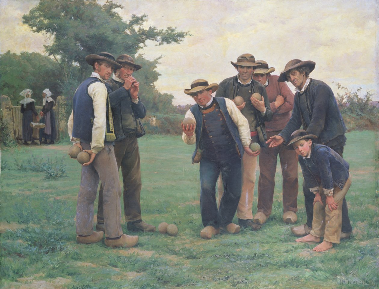 Spiller boules i udkanten af Concarneau af Theophile Louis Deyrolle