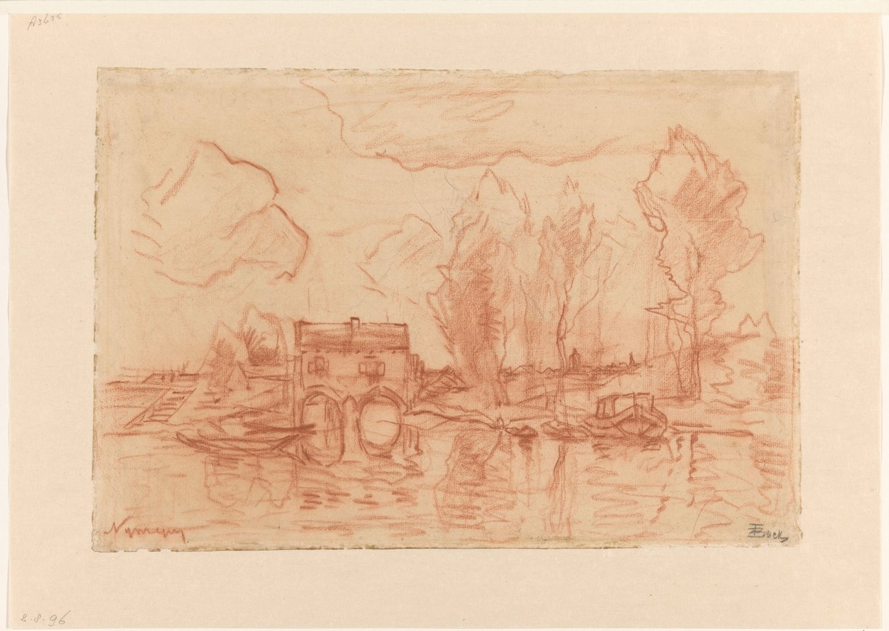 Landskab nær Nijmegen af Theophile de Bock