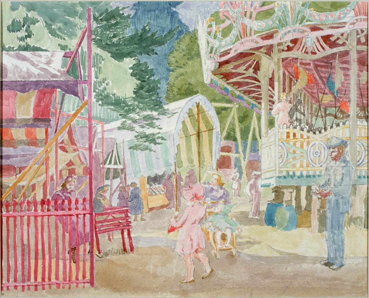 The Fair at Bath (blyant og akvarel på papir (klisteret på kort)) af Therese Lessore