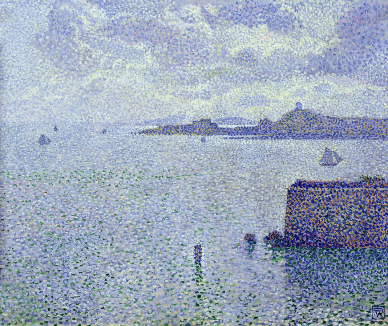 Sejlbåde i en flodmunding, ca. 1892-93 af Théo van Rysselberghe