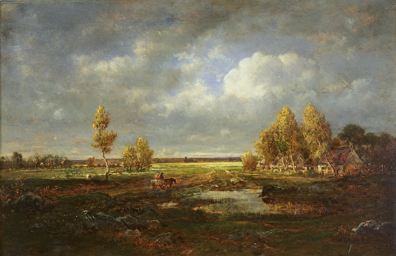The Pond near the Road, Farm in Le Berry, ca. 1845-48 (olie på træ) af Pierre Etienne Theodore Rousseau