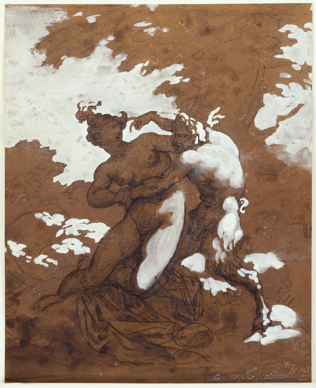Géricault - Satyr og nymfe, 1817 af Theodore Gericault