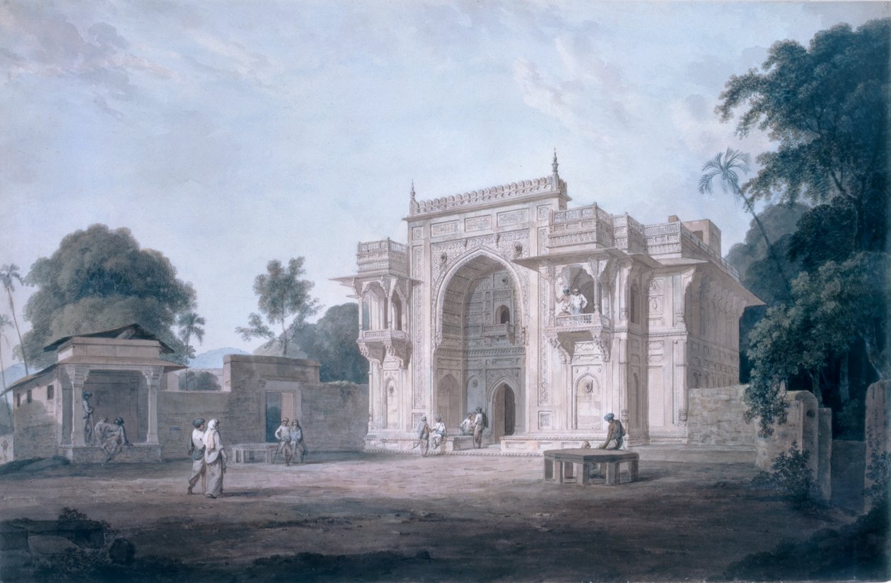 Port, der fører til en moské, Chunargarh, Uttar Pradesh (farvet akvatint) af Thomas und William Daniell