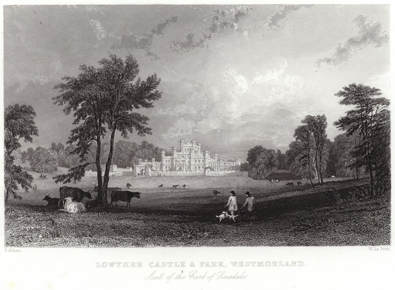 Lowther Slot og Park i Westmorland af Thomas Allom