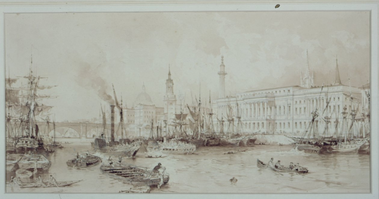 Londons havn af Thomas Allom