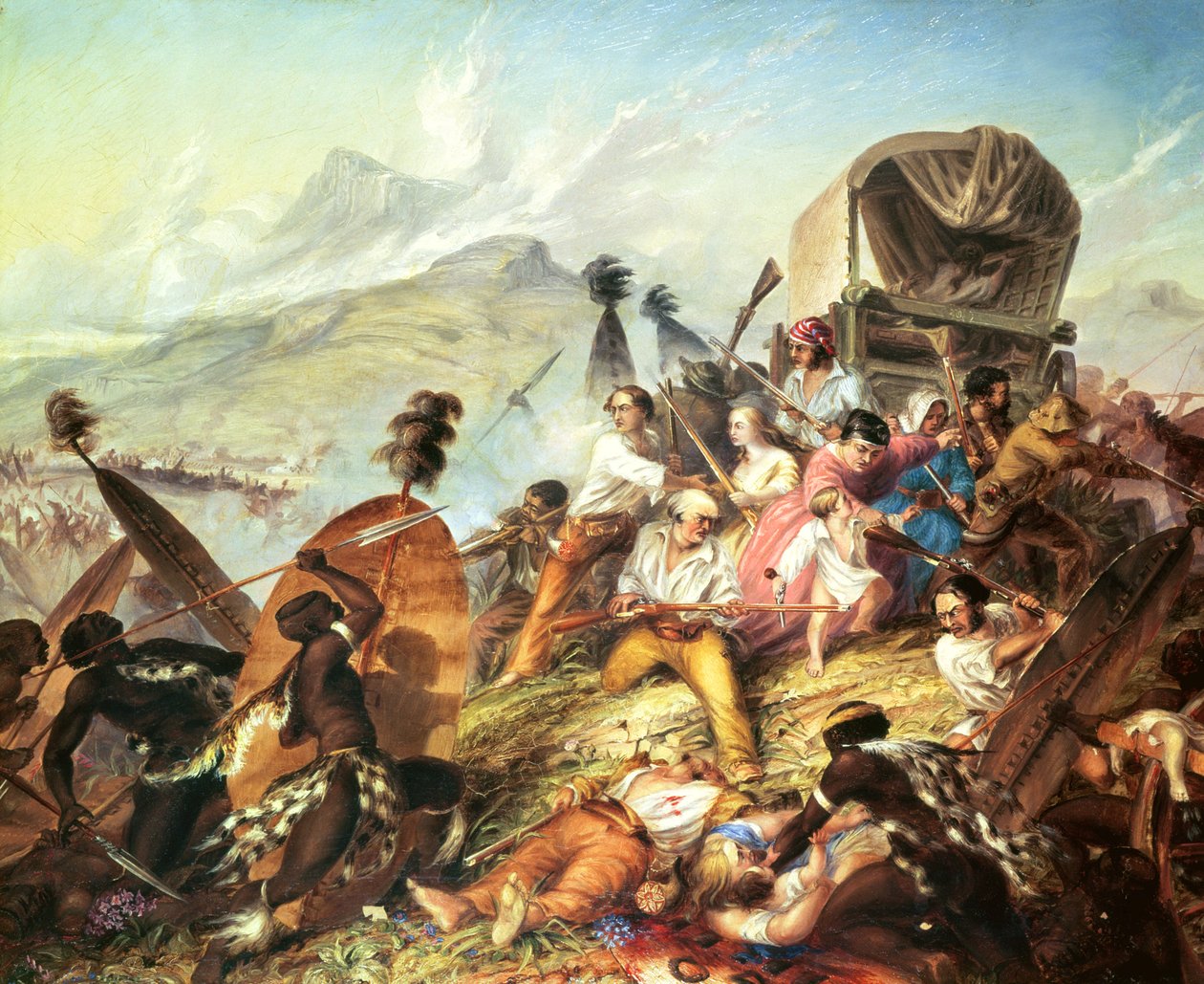 Slaget ved Blauwkrantz, 1838 af Thomas Baines