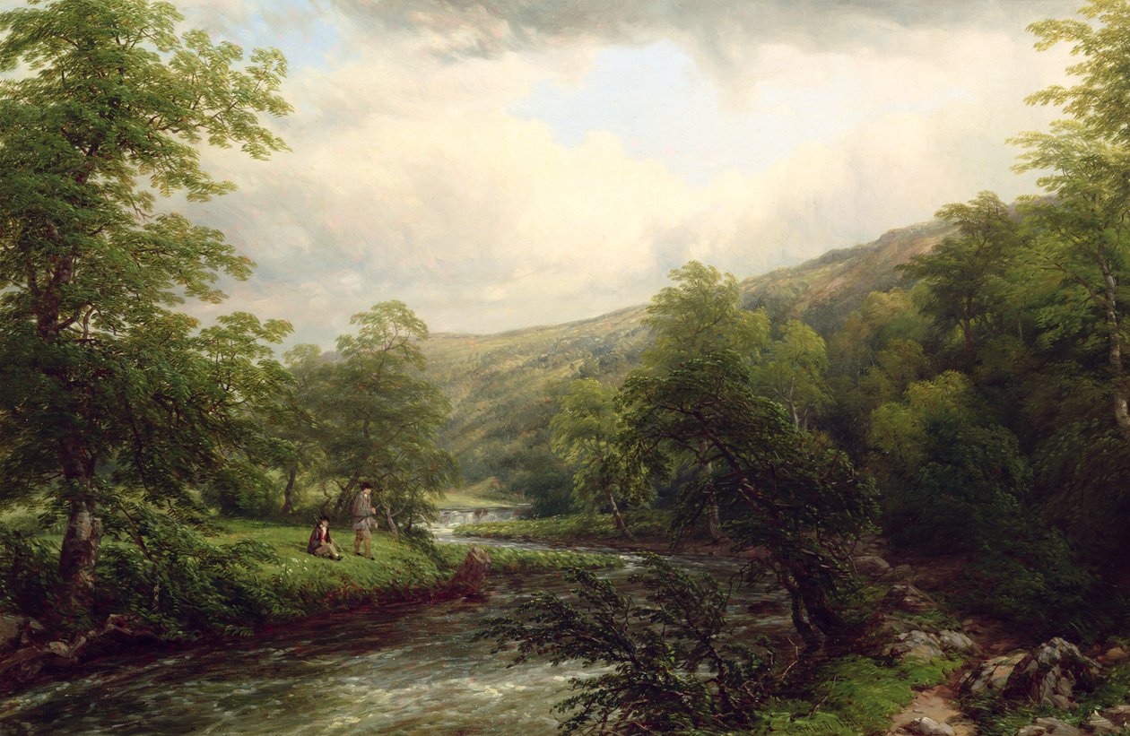 Fishing on the Dee, 1861 af Thomas Baker