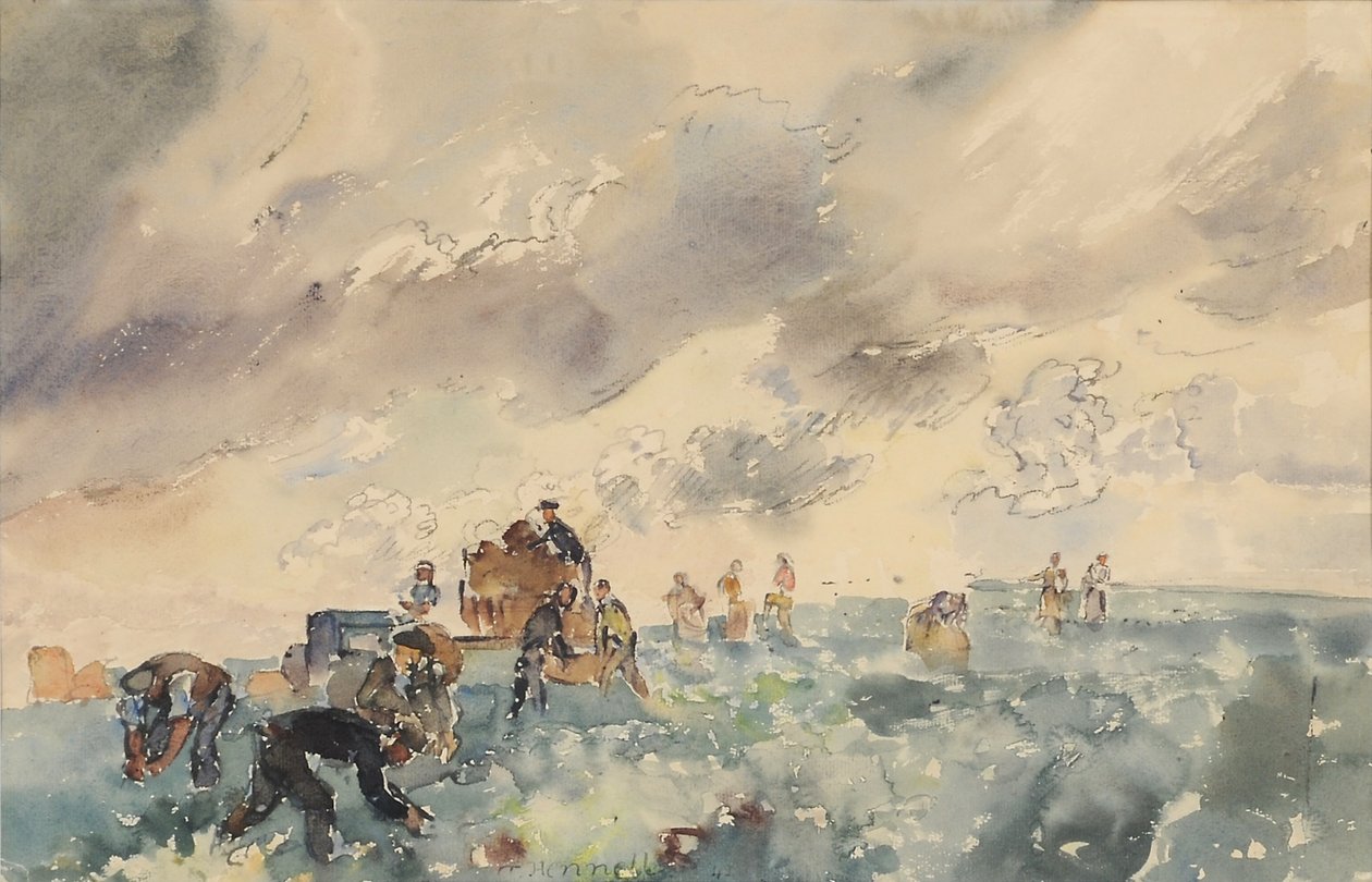 Kartoffelplukkere, 1941 (wc på papir) af Thomas Barclay Hennell