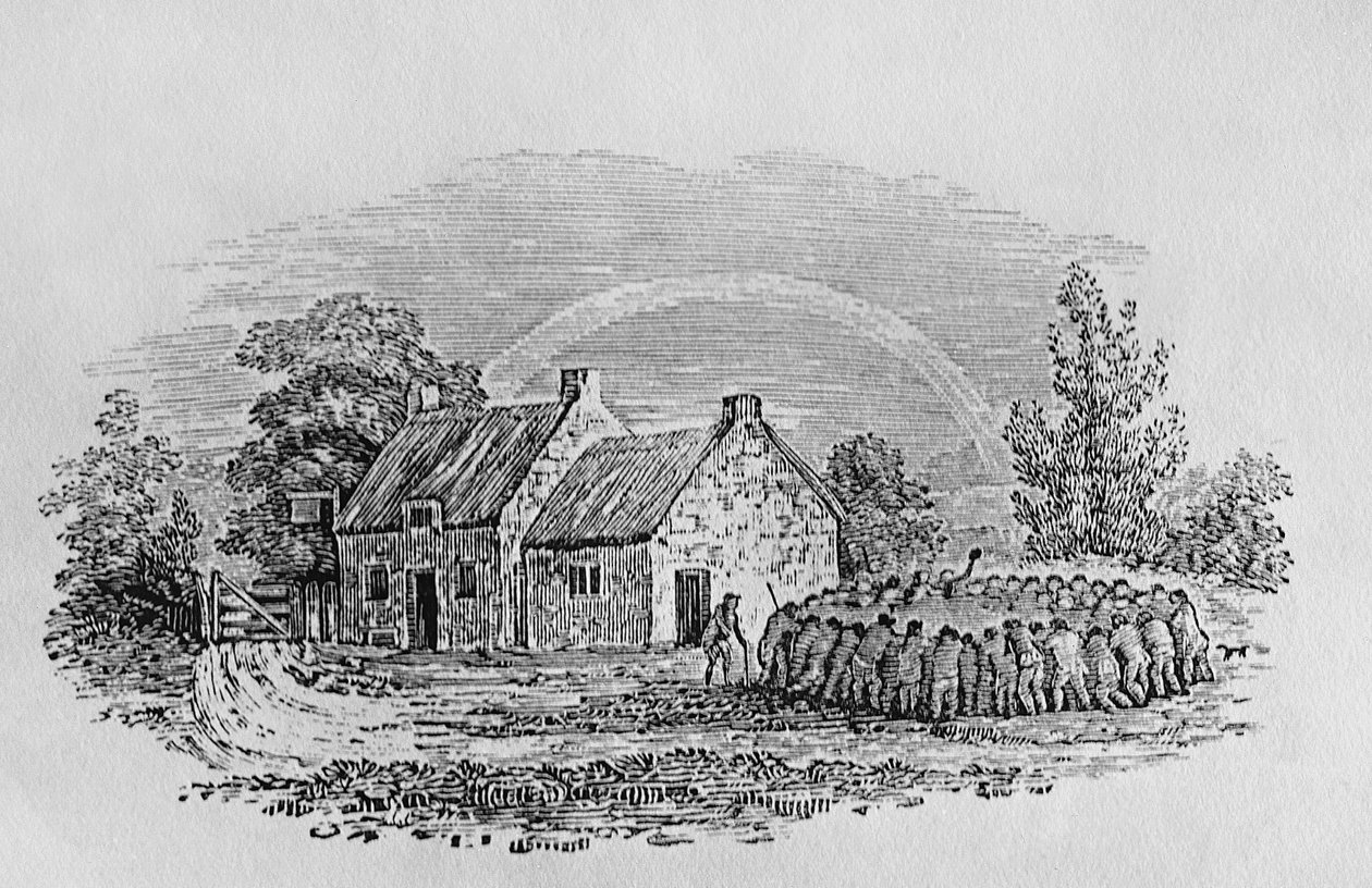 Hanekamp uden for en kro, ca. 1801, fra 