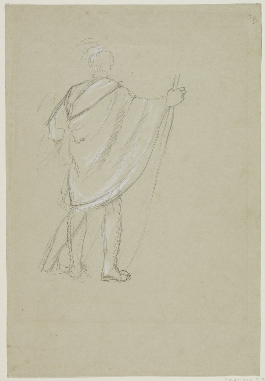 Stående indisk (grafitblyant på papir) af Thomas Cole