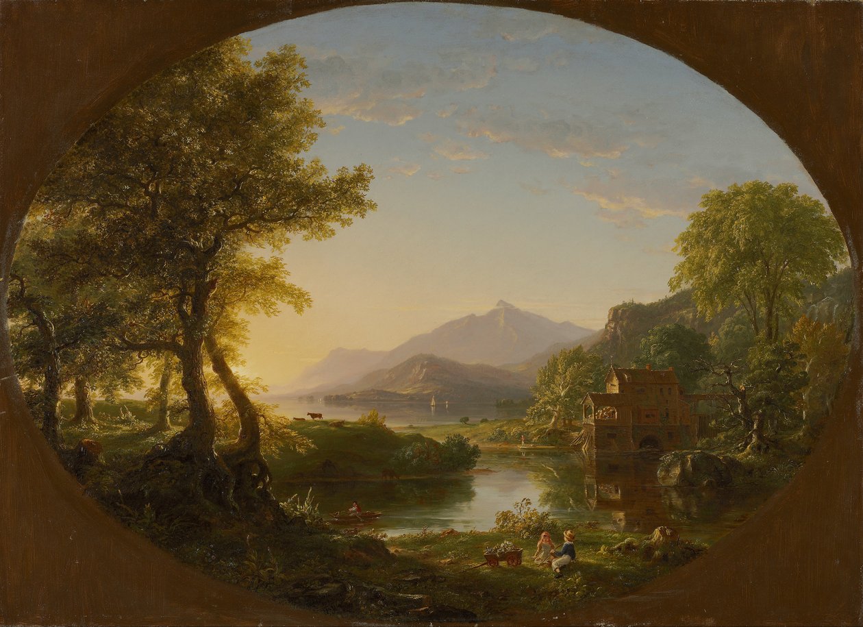Møllen, solnedgang af Thomas Cole