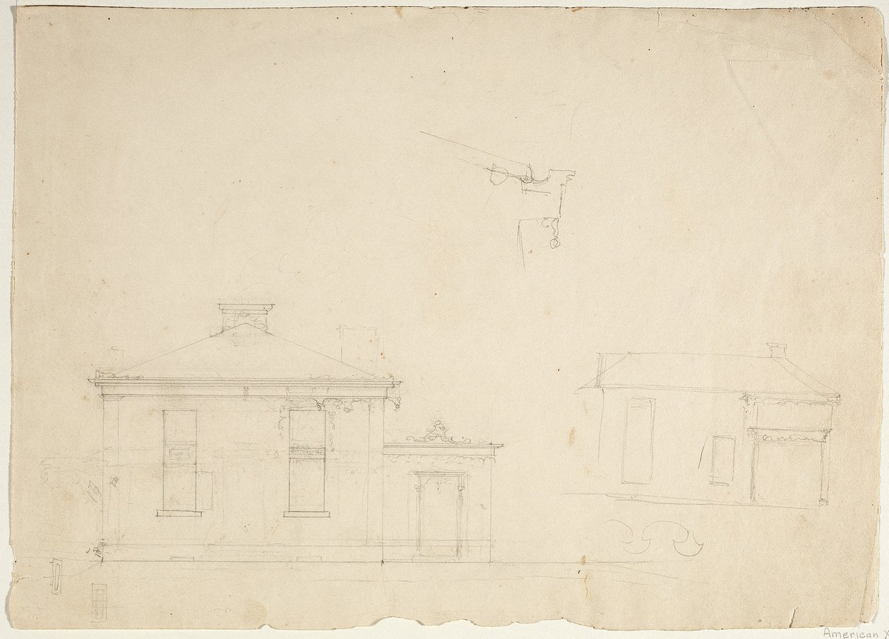 To forhøjninger til nyt studie på Cedar Grove af Thomas Cole