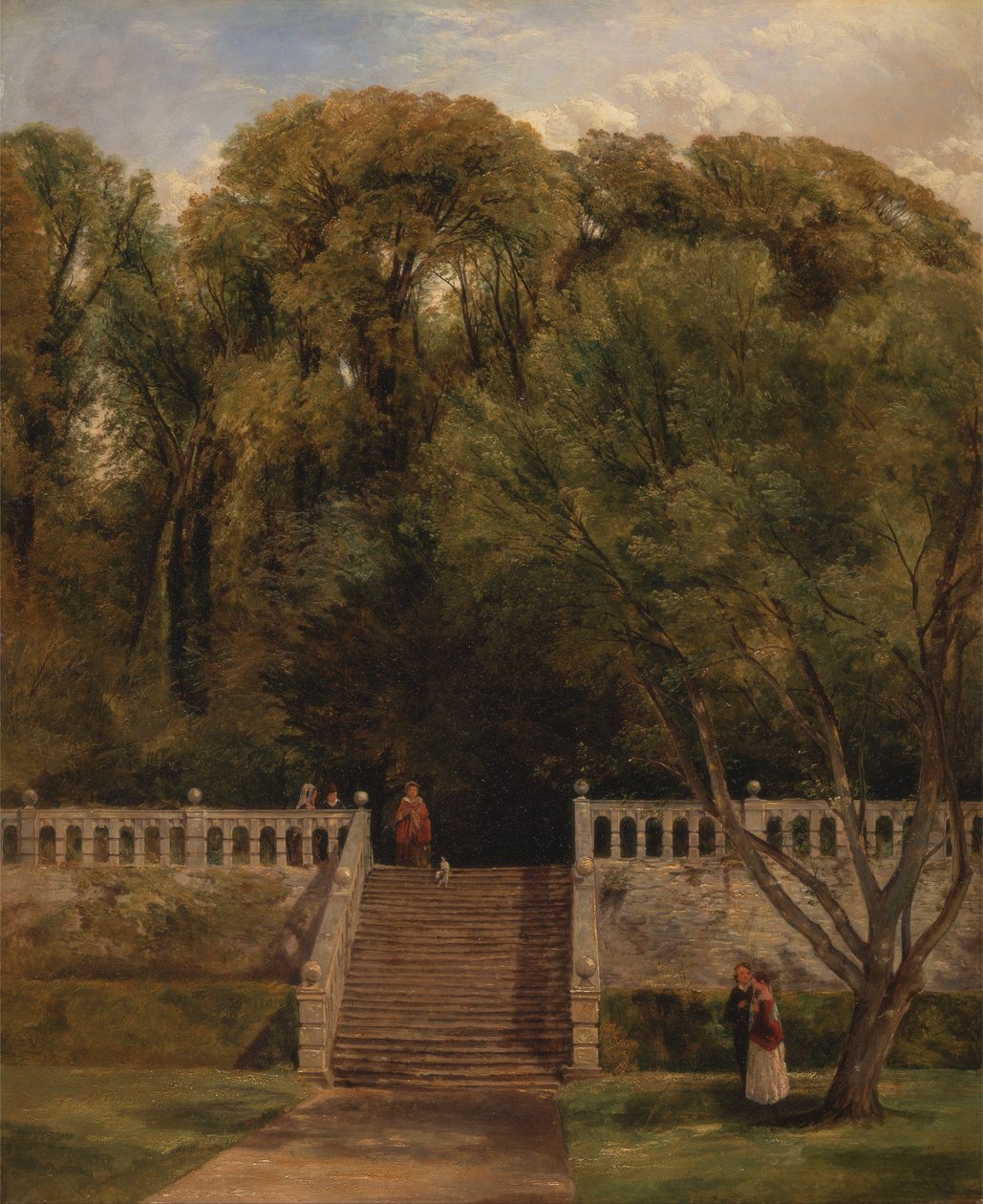 På terrassen i Haddon Hall, Derbyshire af Thomas Creswick