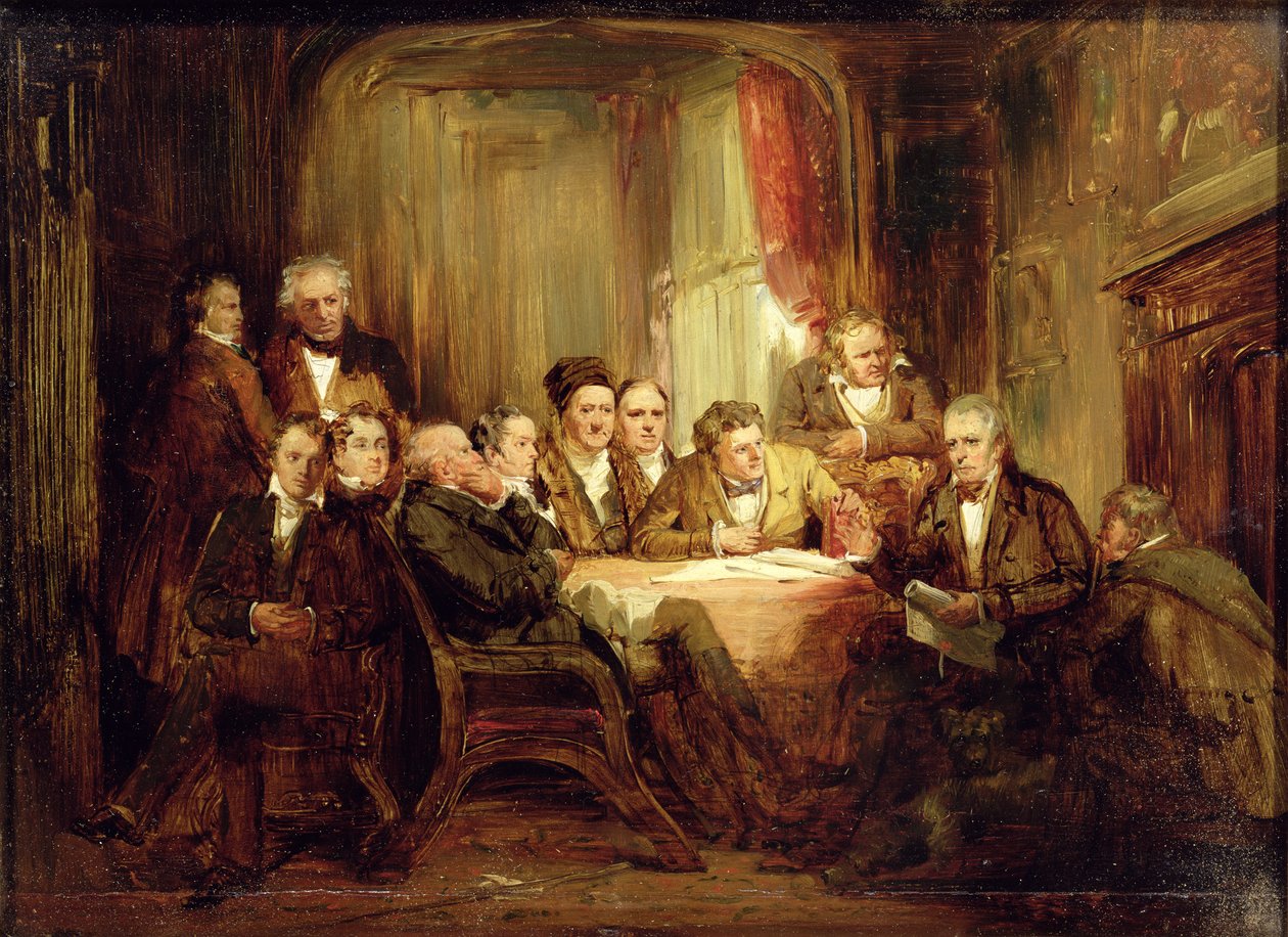 Sir Walter Scott og hans litterære venner i Abbotsford af Thomas Faed