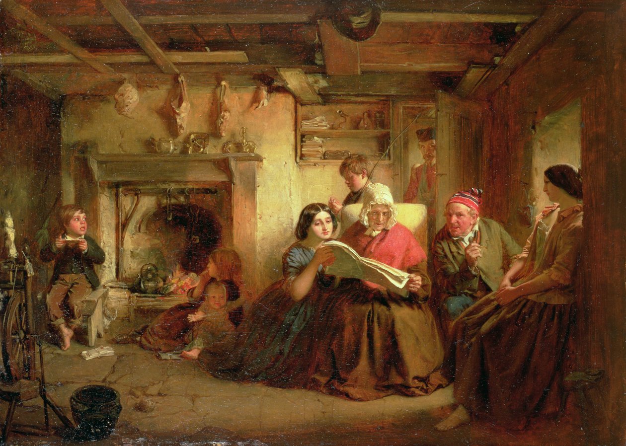 Soldatens tilbagevenden (olie på forberedt bord) af Thomas Faed