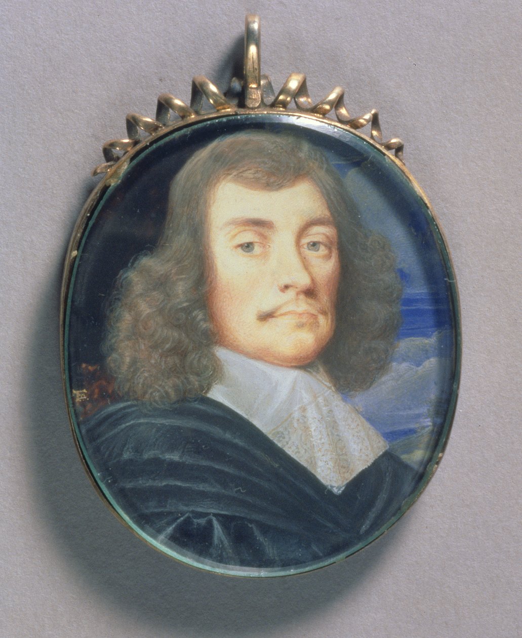 Portrætminiature af en mand, muligvis Sir John Wildman, 1675 (wc på vellum) af Thomas Flatman