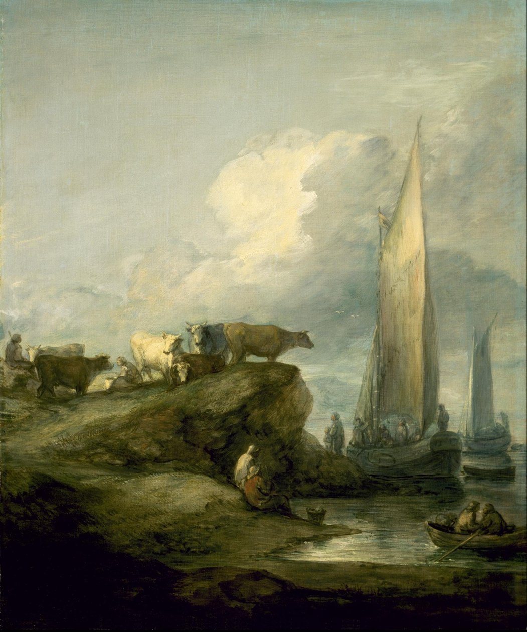 Kystscene med forsendelse og kvæg af Thomas Gainsborough