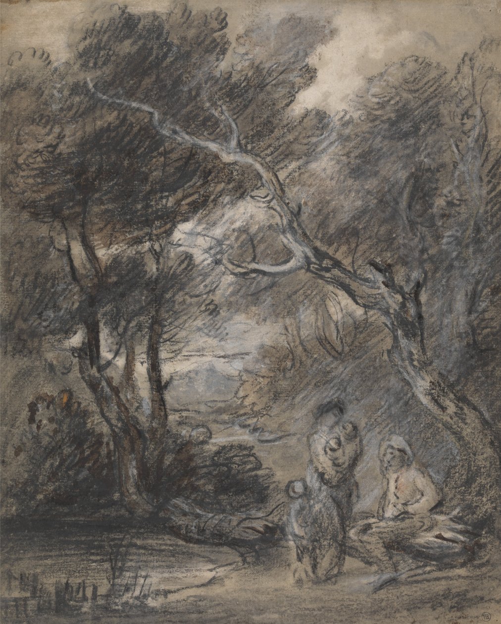 Skovklædt Landskab med Figurer af Thomas Gainsborough