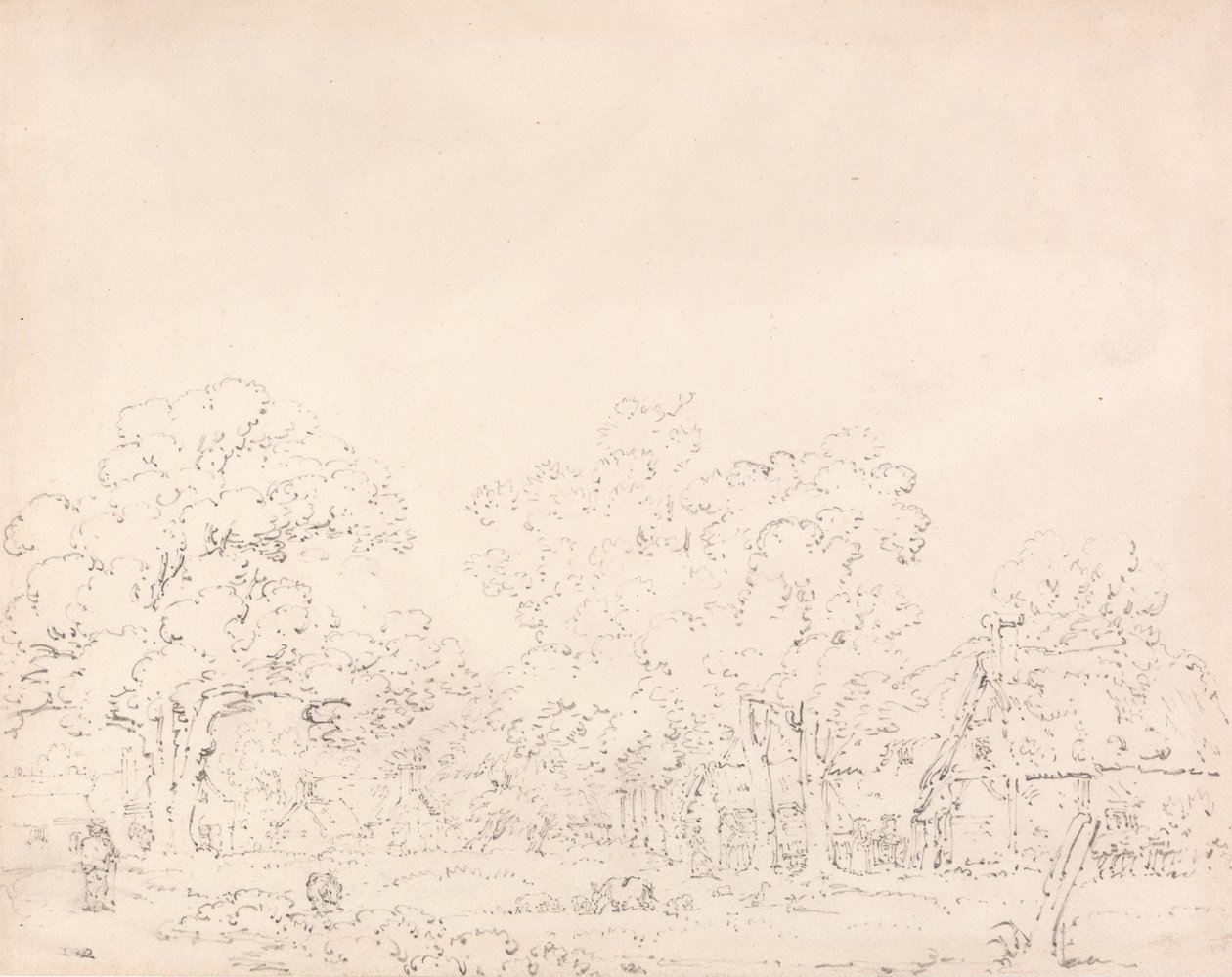 En landsby i et skov af Thomas Girtin