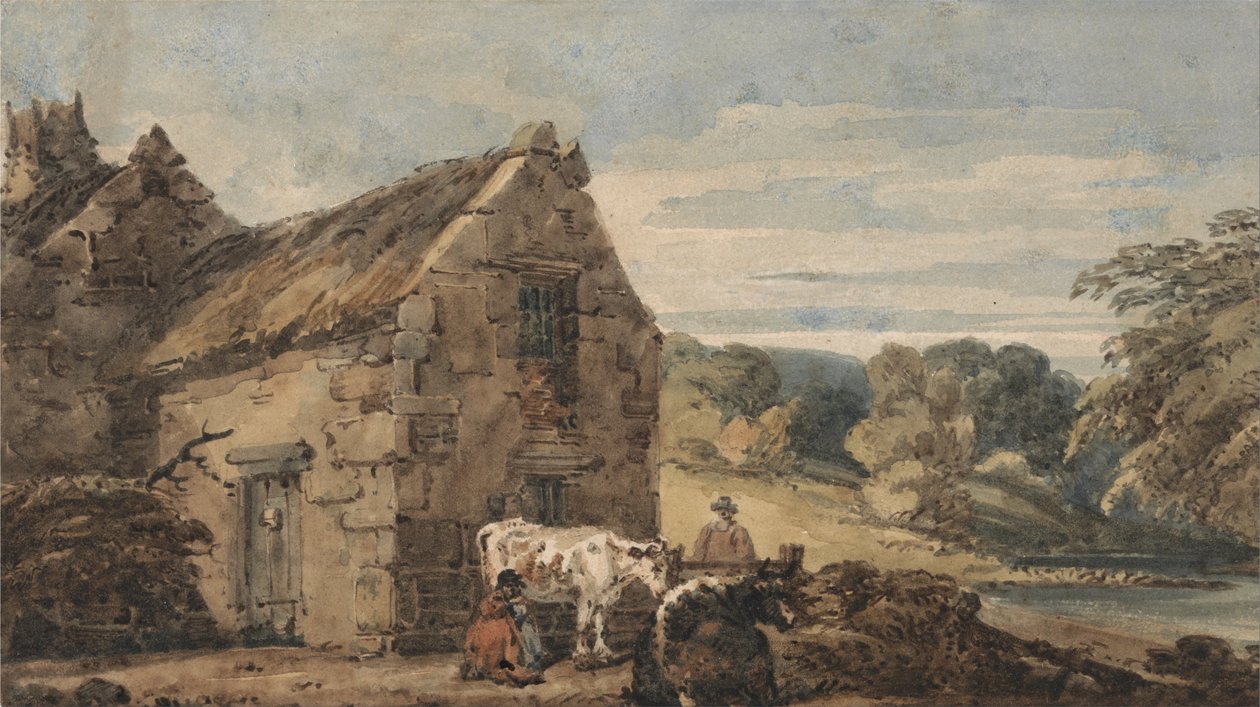 Sommerhus nær Newcastle, Northumberland af Thomas Girtin