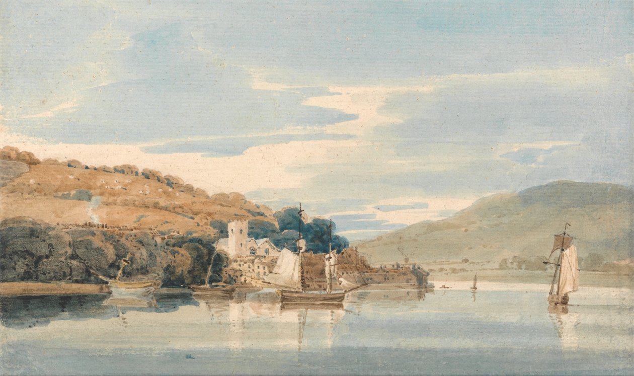 Kingswear Set fra Dartmouth, Devon af Thomas Girtin