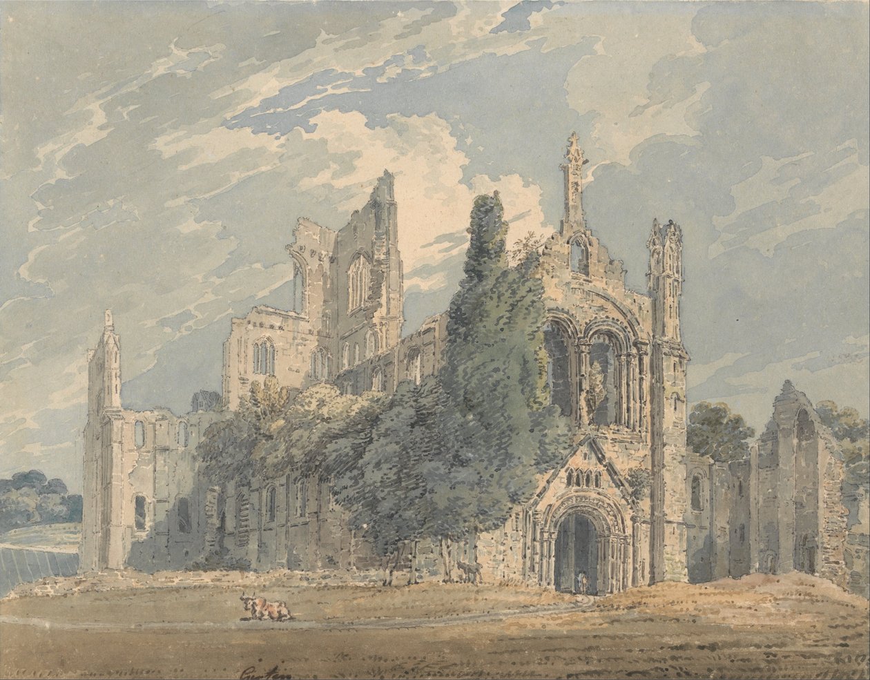 Kirkstall Abbey fra N.W. af Thomas Girtin