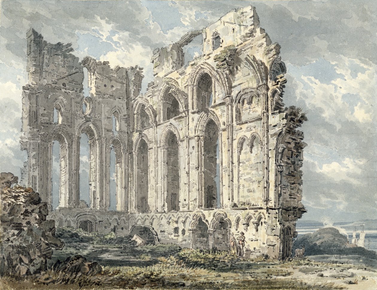 Tynemouth Priory, Northumberland, ca. 1792-93 (wc over blyant på papir) af Thomas Girtin