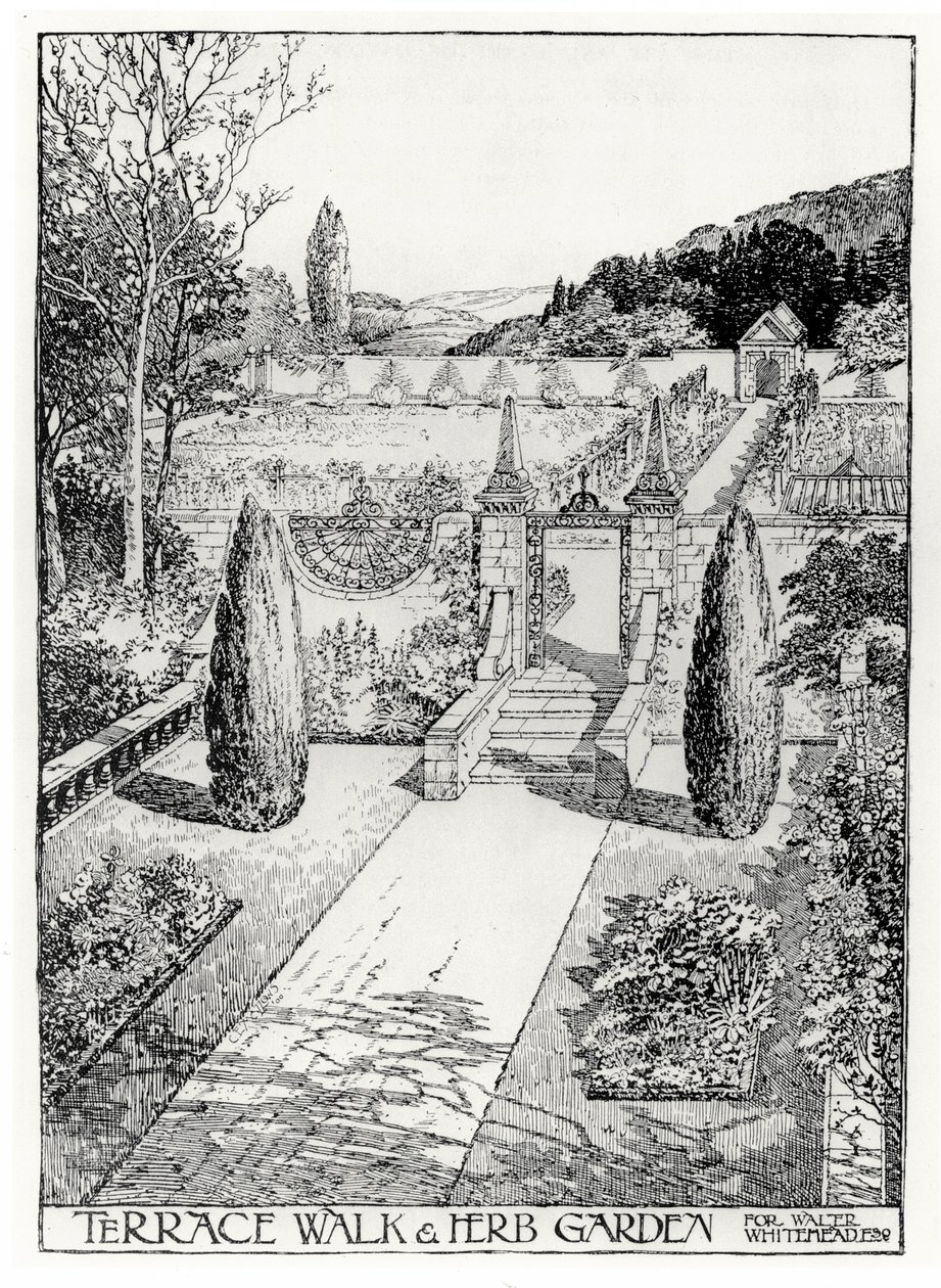 Terrace Walk and Herb Garden, fra Thomas Mawsons The Art and Craft of Garden Making, udgivet 1900 (se også 171946) af Thomas Hayton Mawson
