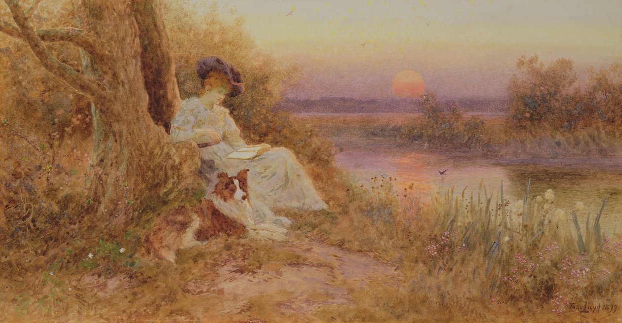 En bog ved solnedgang af Thomas James Lloyd