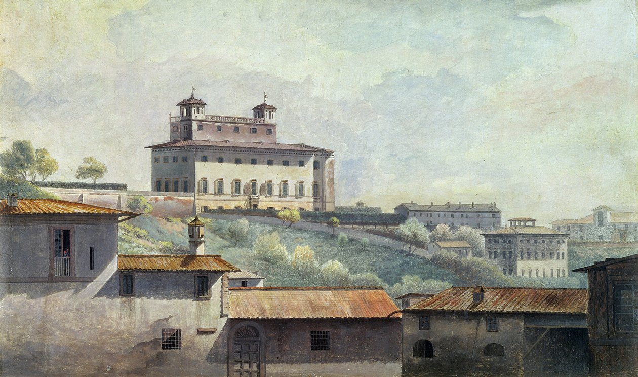 Villa Medici, Rom, ca. 1776 (olie på papir) af Thomas Jones