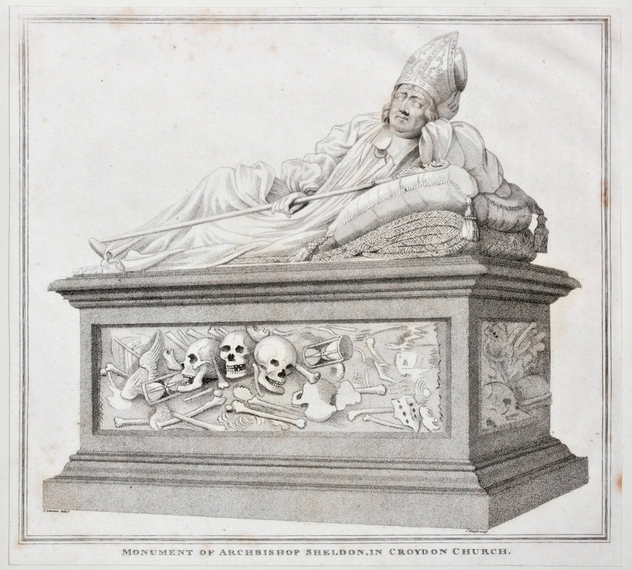 Monument over ærkebiskop Sheldon i Croydon Church, 1794 (tryk) af Thomas Lawrence