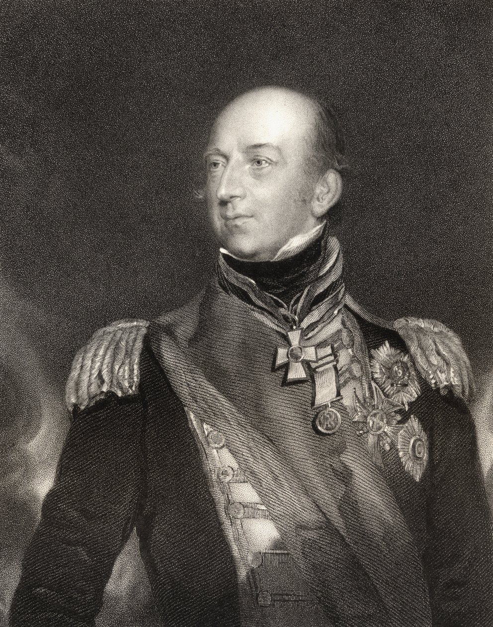 Sir Edward Codrington, britisk admiral, graveret af J. Cochran (fl.1821-65), fra 