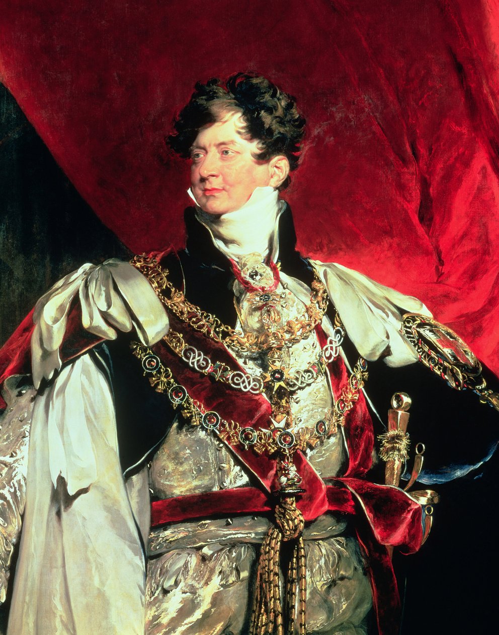 Prinsregenten, senere George IV (1762-1830) i sine strømpebånd (detil af 61203) af Thomas Lawrence