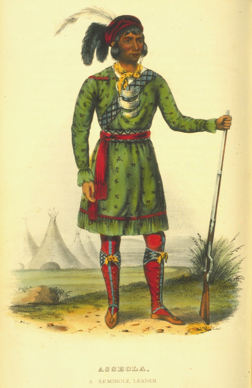 Asseola, en Seminole-leder, 1870 (håndfarvet litho) af Thomas Loraine McKenney