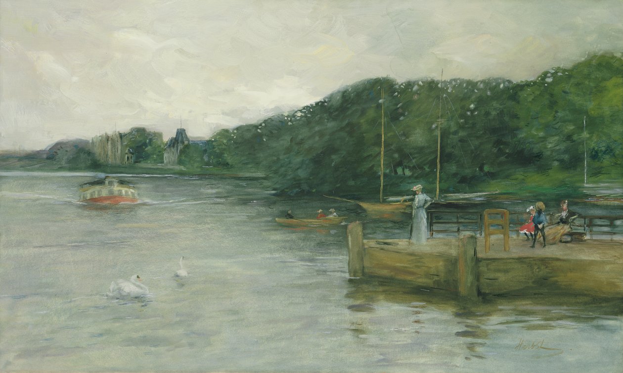 Alsteren med dampbådsbroen ved Raven Road af Thomas Ludwig Herbst