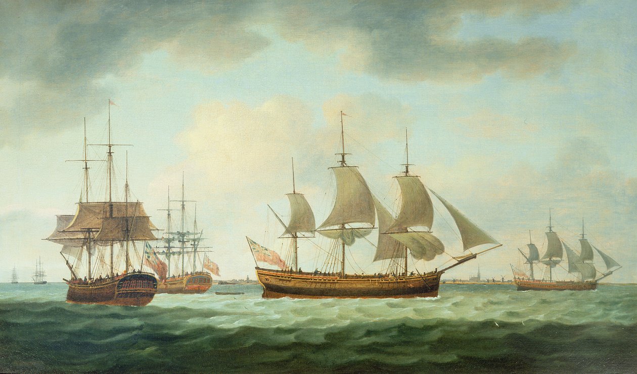 Handelsskibe ud for kysten, 1783 af Thomas Luny