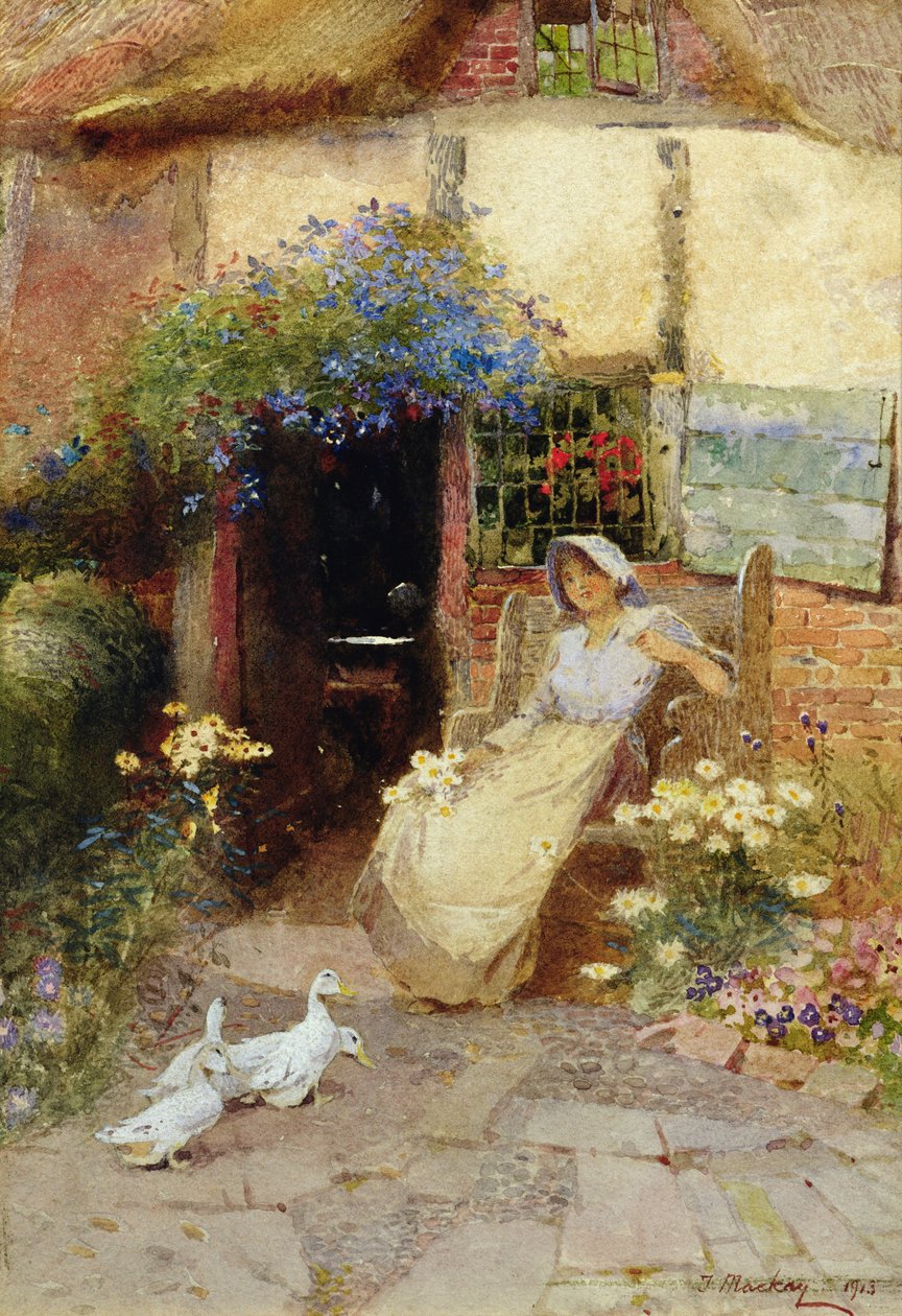 Ved sommerhusets dør, 1913 af Thomas Mackay