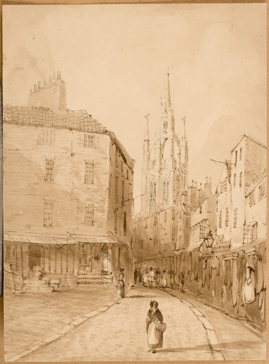 Castle Garth, Newcastle upon Tyne (blæk og blyant på papir) af Thomas Miles Richardson