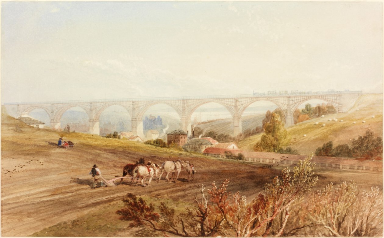 Willington Dene Viaduct (kropsfarve) af Thomas Miles Richardson