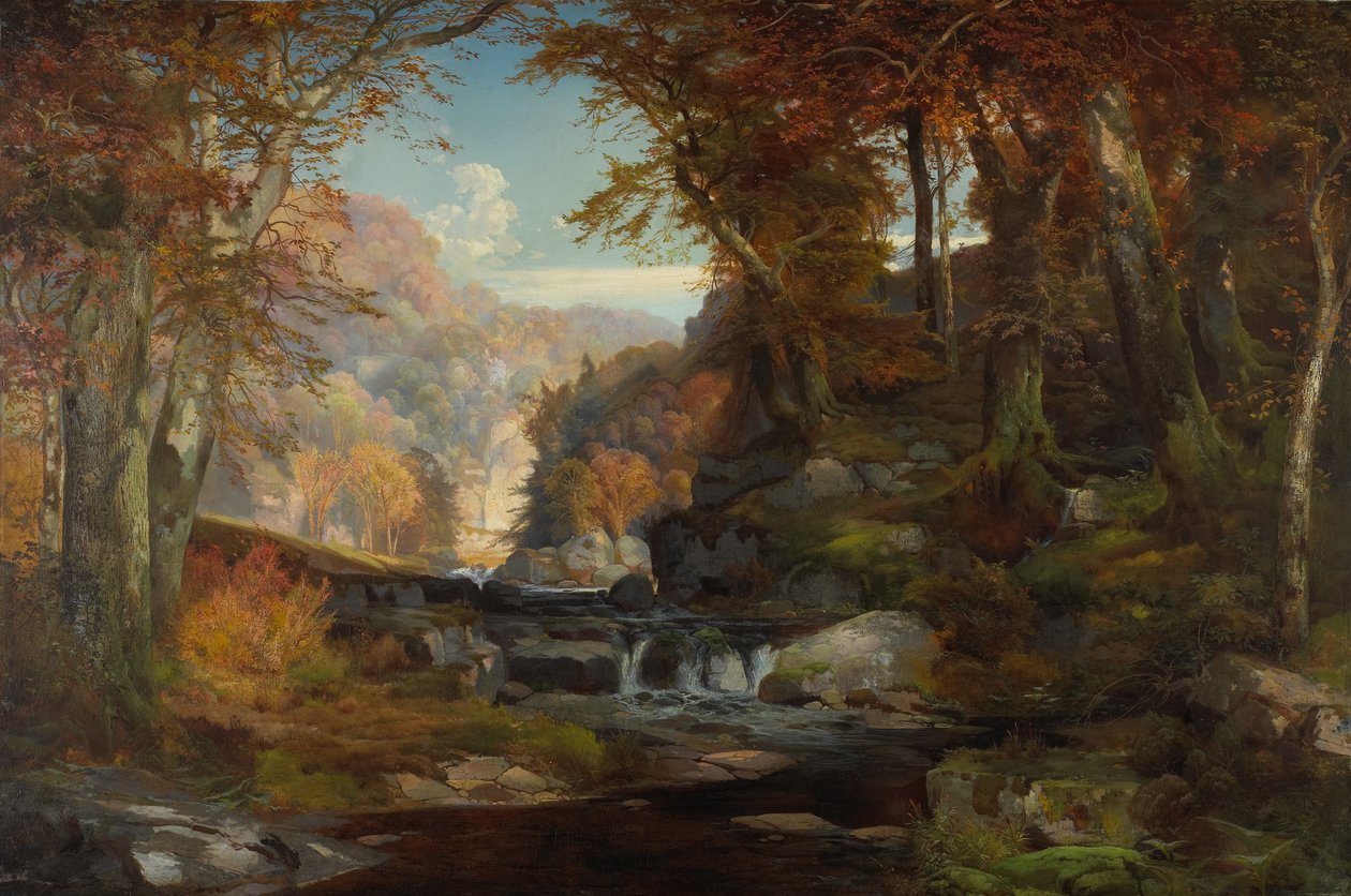 A Scene on the Tohickon Creek: Autumn, 1868 af Thomas Moran
