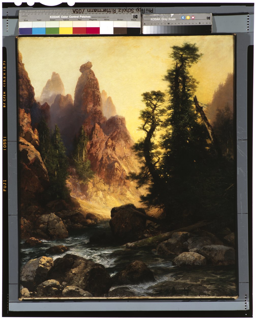 Under Towers of Tower Falls, Yellowstone Park, 1909 af Thomas Moran