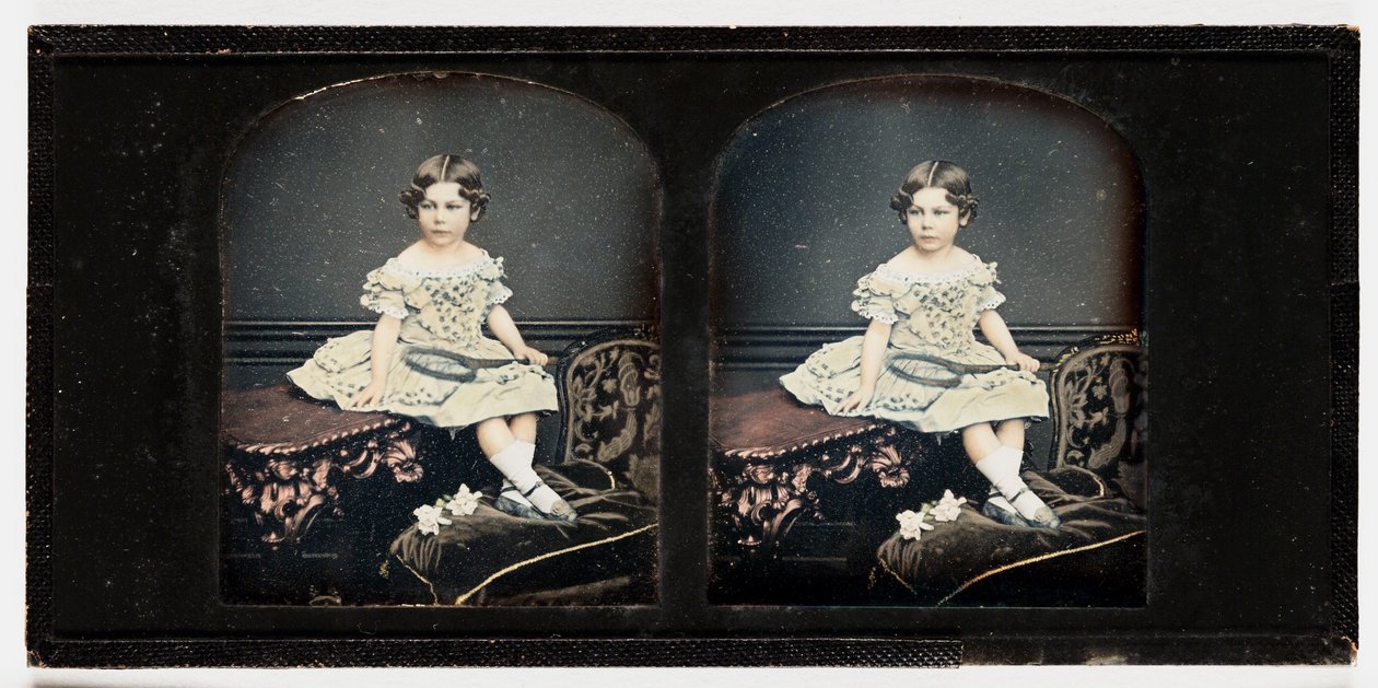 En ung pige, ca. 1855 (stereo-daguerreotypi) af Thomas Richard Williams