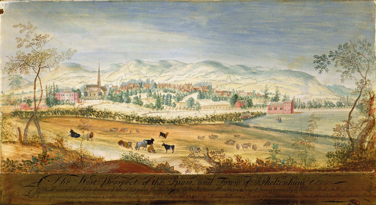 West Prospect of the Spa and Town of Cheltenham, 1748 af Thomas Robins