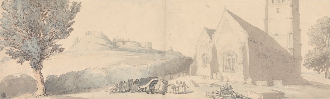 En begravelse på Carisbrooke, Isle of Wight af Thomas Rowlandson