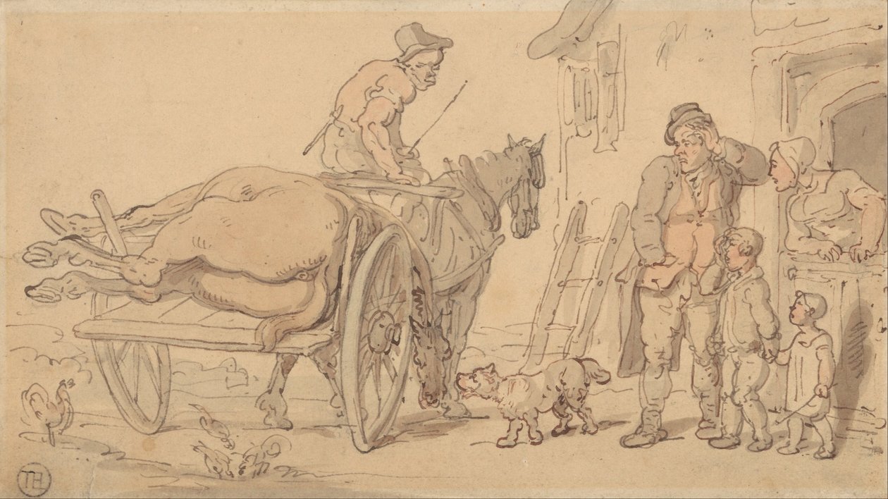 En død hest på en Knackers -vogn af Thomas Rowlandson